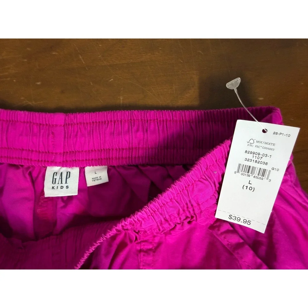 Gap Pants Girls L (10) Pink Baggy Joggers Bright Fuchsia Cotton Elastic Waist